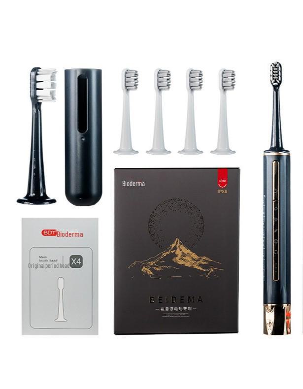 Magnetic Levitation Electric Toothbrush with 5 Modes, 5 Replacement Soft Bristle Heads, and Hidden Charging Cable for Adults