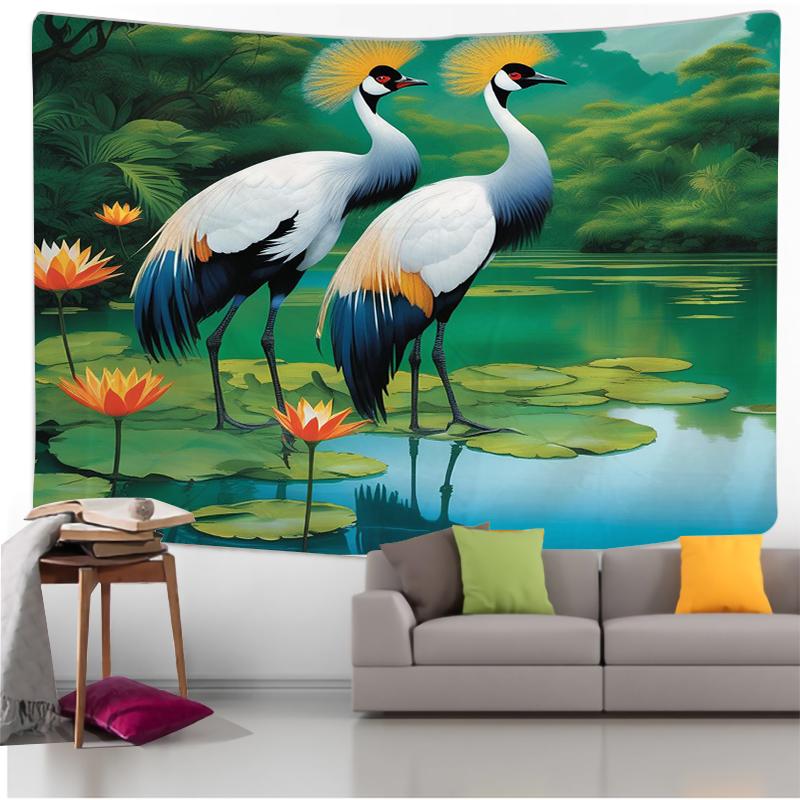 Nature Landscape Wall Tapestry Waterfall And Deer Art Sunny Forest Design Boho Decor For Living Room And Bedroom