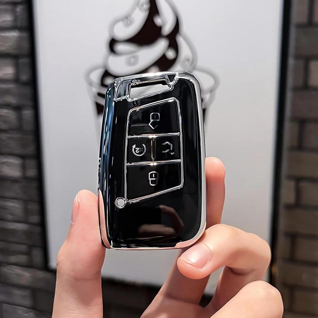 Montague Key Fob Cover for Volkswagen with Keychain, Premium TPU Key Case Compatible with VW Tiguan Atlas Taos SEL Jetta GLI Passat Arteon Remote