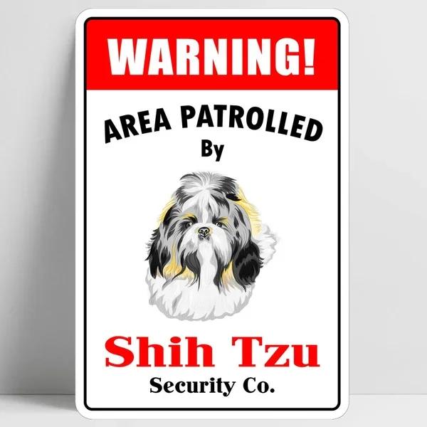 Warning Area Patrolled by Australian Shepherd Retro Vintage Tin Sign Bar Pub Home Metal Poster Wall Art Decor Poster tin sign