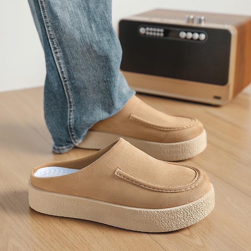 Zapatos de Plataforma Medios para Hombre Mocasines Semi-Drag Zapatos de Casa Abiertos por Detrás Chanclas Masculinas Planos sin Talón para Deslizar