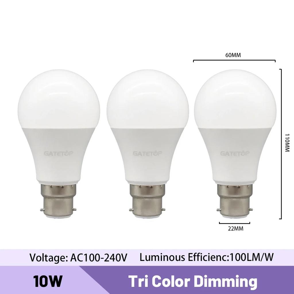 3pcs E27 B22 Energy Saving 3 Color Temperature CCT Bulb AC110V 220V 18W 24W Memory Function Color Temp Reset Light for Bedroom
