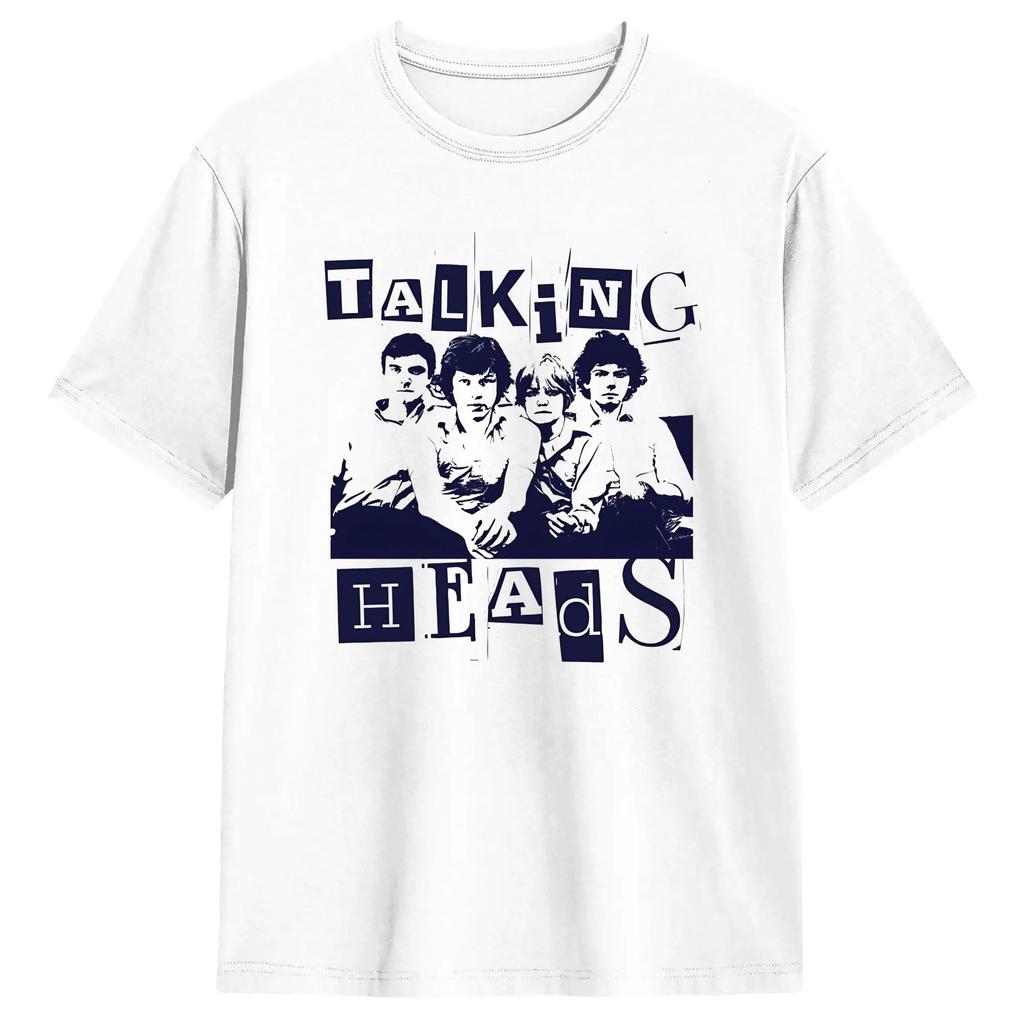 Funny Band Talking Heads Art TShirt for Unisex O Neck Pure Cotton T Shirts Short Sleeve Tee Shirt Adult Clothes