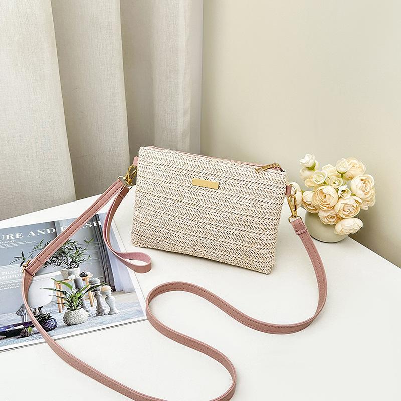 JYL TS Women's Sling Bags  Woven Bag 067 Hand Hold Straw Simple Women Clutch Bag