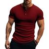 Športové voľnočasové pánske tričko s krátkym rukávom v kombinácii s jednofarebnou americkou Henry Shirt Top pre pánske tričká (pánske)