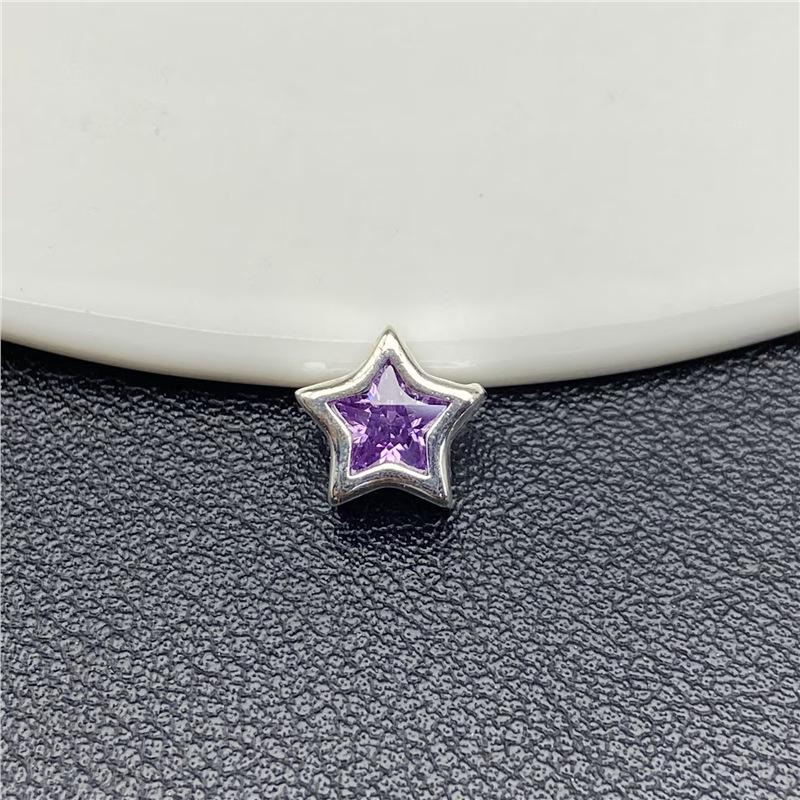 9mm 14k Zircon Pentagram Pendant: 3D Colorful Star with Inlaid Diamonds for DIY Nail Art