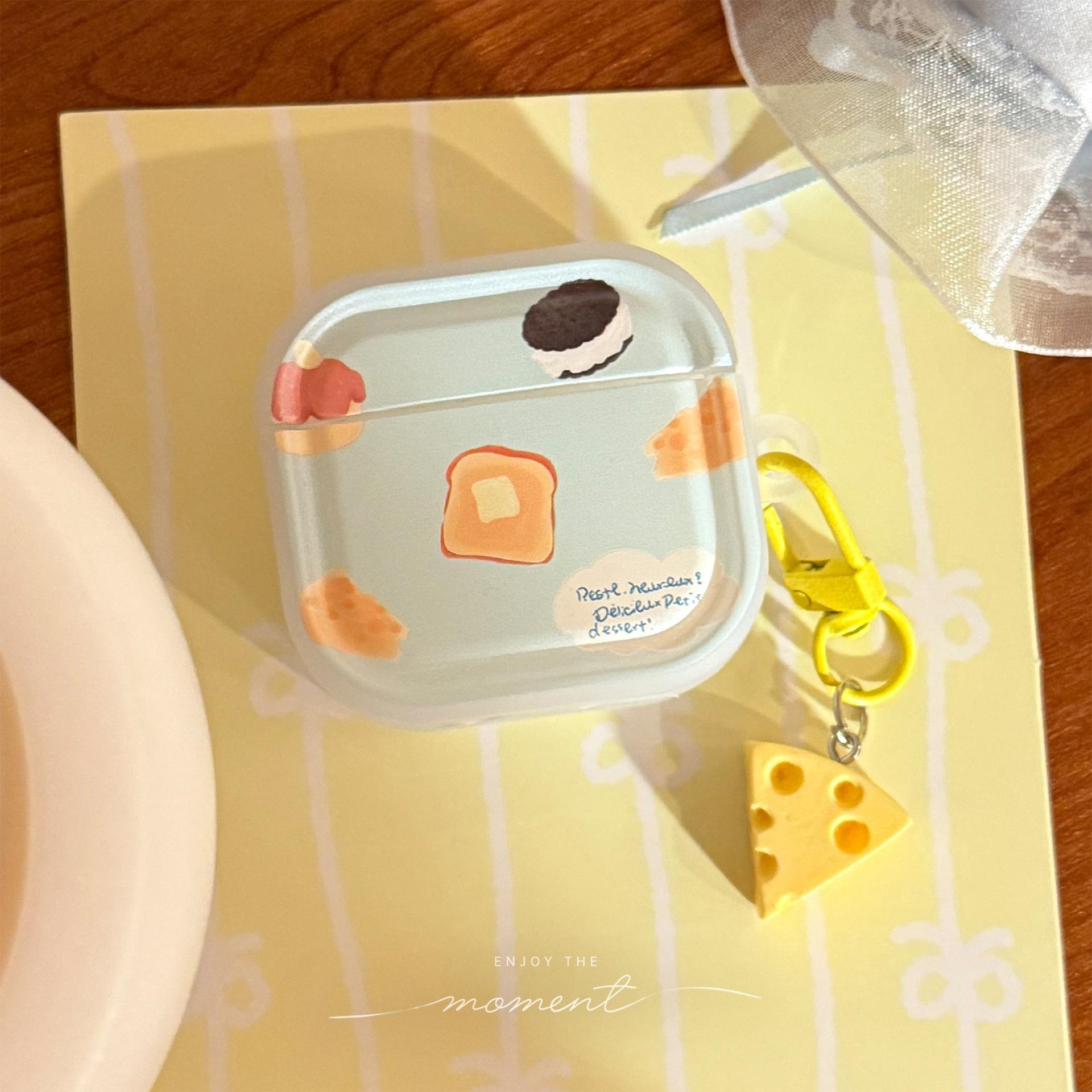 

Cartoon Yellow Cream Cheese Bread Earphone Case for AirPods Pro 3 2 Headset Protective Cover For Air Pods 4 3 2 1 With Cartoon Cheese Star Pendant airpods 1 2
