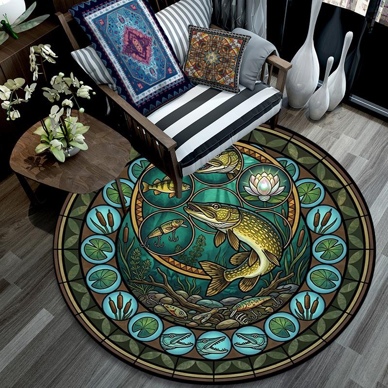 Adventure Nature Round Area Rug Under Office Chairs Bedroom Living Room Home Decor 80cm x 80cm