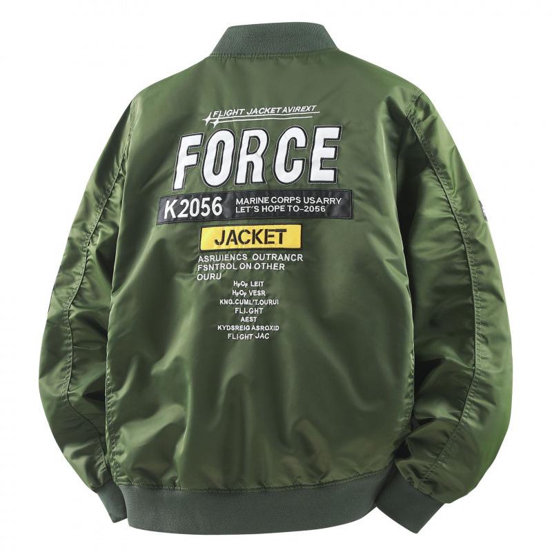 Men's MA-1 Embroidered Flight Jacket, Casual Baseball Collar Outerwear for Spring and Autumn