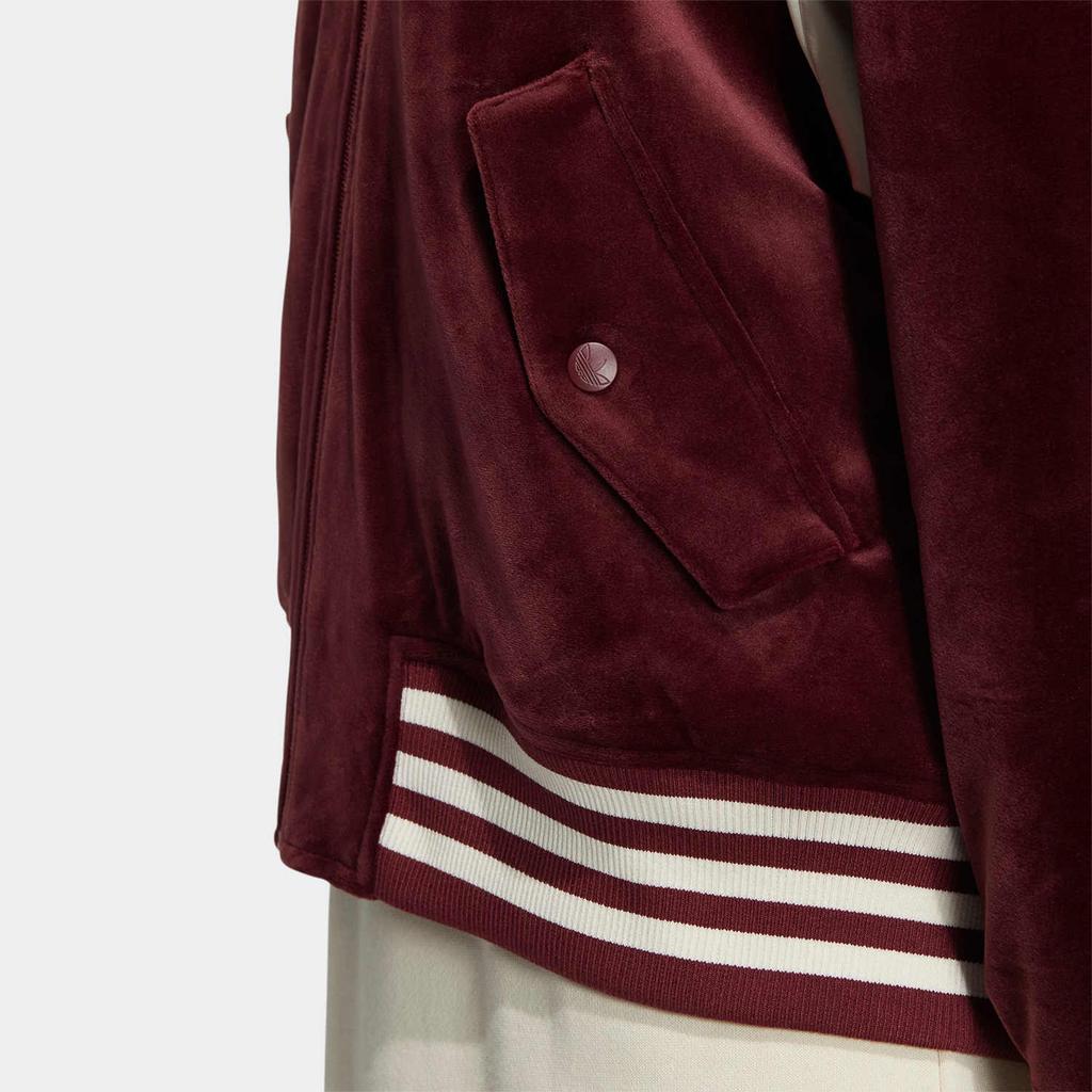 Adidas Originals Trefoil Striped Detail Logo Embroidery Color-Block Zip-Up Cotton Jacket Damen Oberbekleidung Burgunderrot HY4180