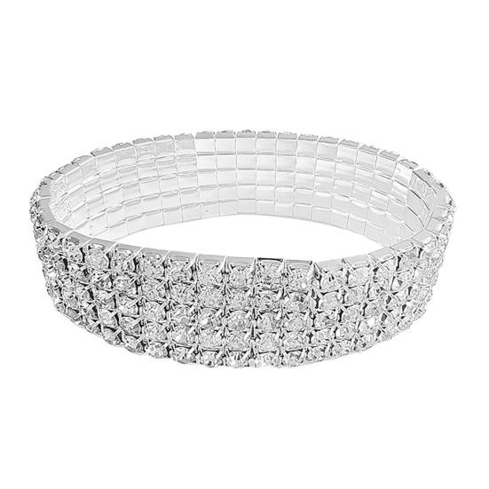 1 Set Women Jewelry Set Luxury Elegant Shiny Full Rhinestones Inlaid Sparkling Dress Up Gift Simple Bridal Necklace Bracelet