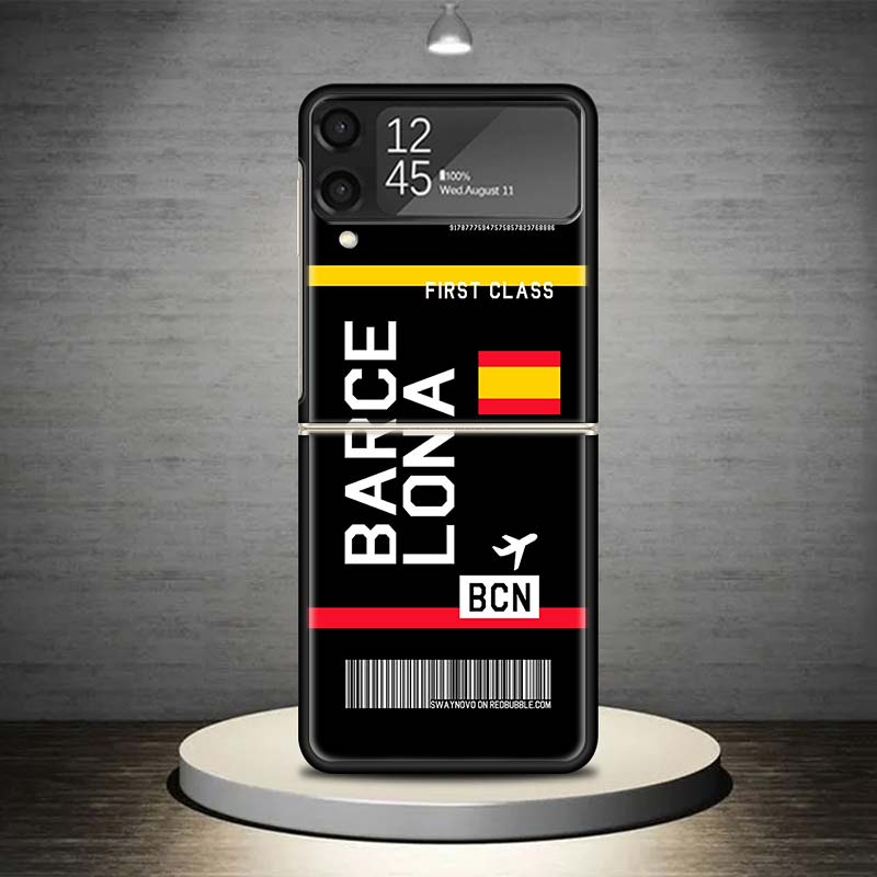 Airline Ticket Barcode Phone Case For Samsung Galaxy Z Flip 7 6 5 4 3 5G Shockproof Cover Z Flip7 Flip6 ZFlip5 Flip3 Flip4 Luxur