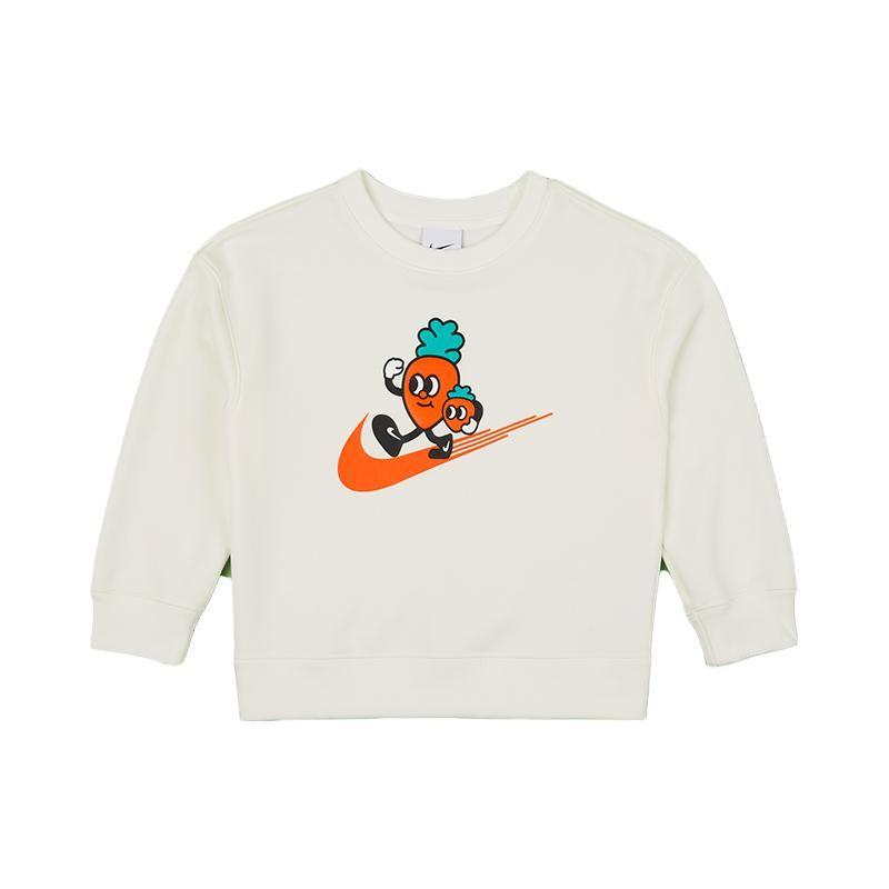 

Nike Sweatshirt Pattern Print Crew Neck Pullover Kids tops White FN7117-133 L