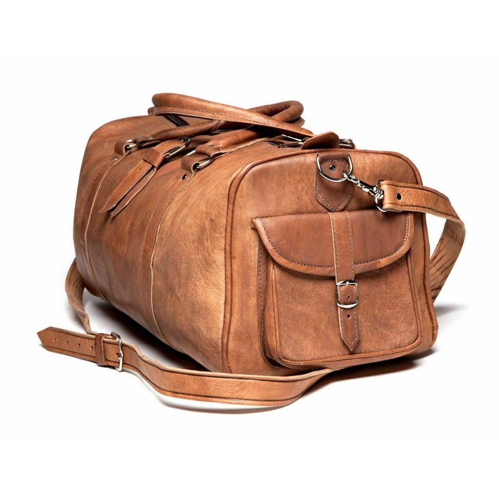 Real Goat Leather Large Travel Hand Luggage Duffel Gym Bag Holdall Weekend