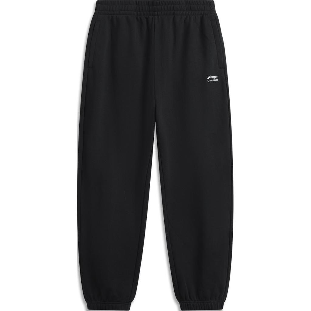 Li Ning Sports Lifestyle Series Mid-Rise Comfortable Loose Fit Letter Print Cuffed Casual Pants Men pants Black AKLUC61-1