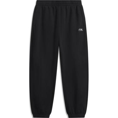Li Ning Sports Lifestyle Series Mid-Rise Comfortable Loose Fit Letter Print Cuffed Casual Pants Men Pants Black AKLUC61-1