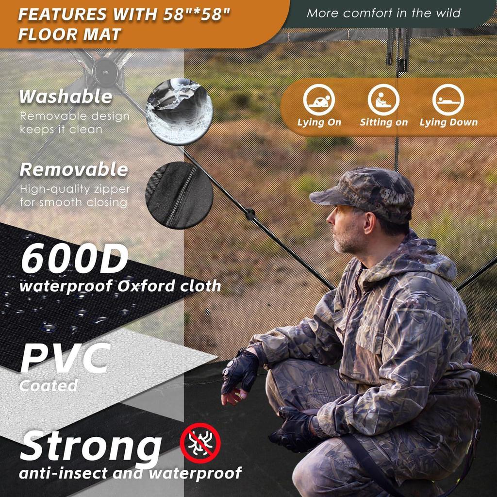 Camouflage Bird Watching Tent, 270° View, Rainproof & Sunscreen