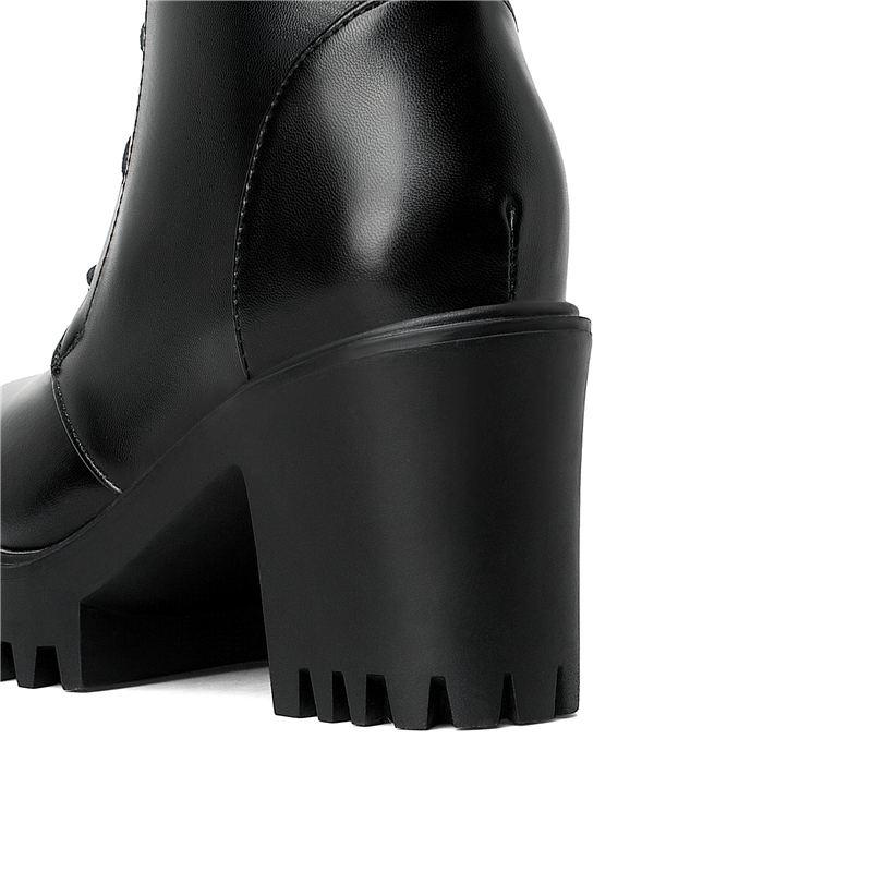 Women's High-heeled Boots for Autumn and Winter, Waterproof Platform, Thick Heel, Motorcycle Boots, Oversized Roman Women's Boots
