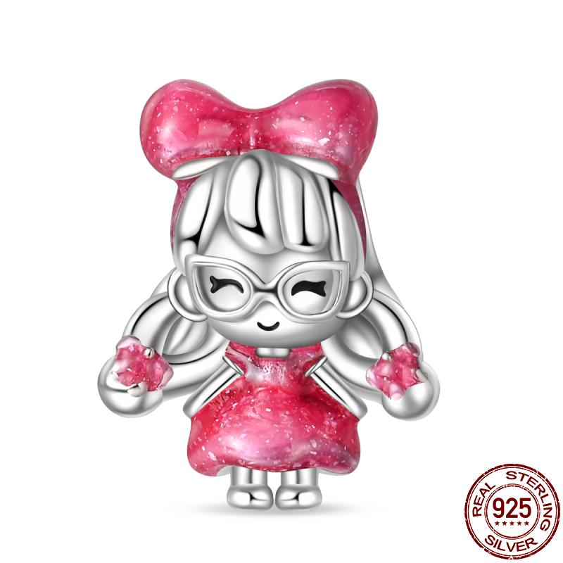 Genuine Copper Pink Princess Series-Crown Pendant Fit 3Mm Pan Bracelet Diy Charm For Women Jewelry Fashion Gift