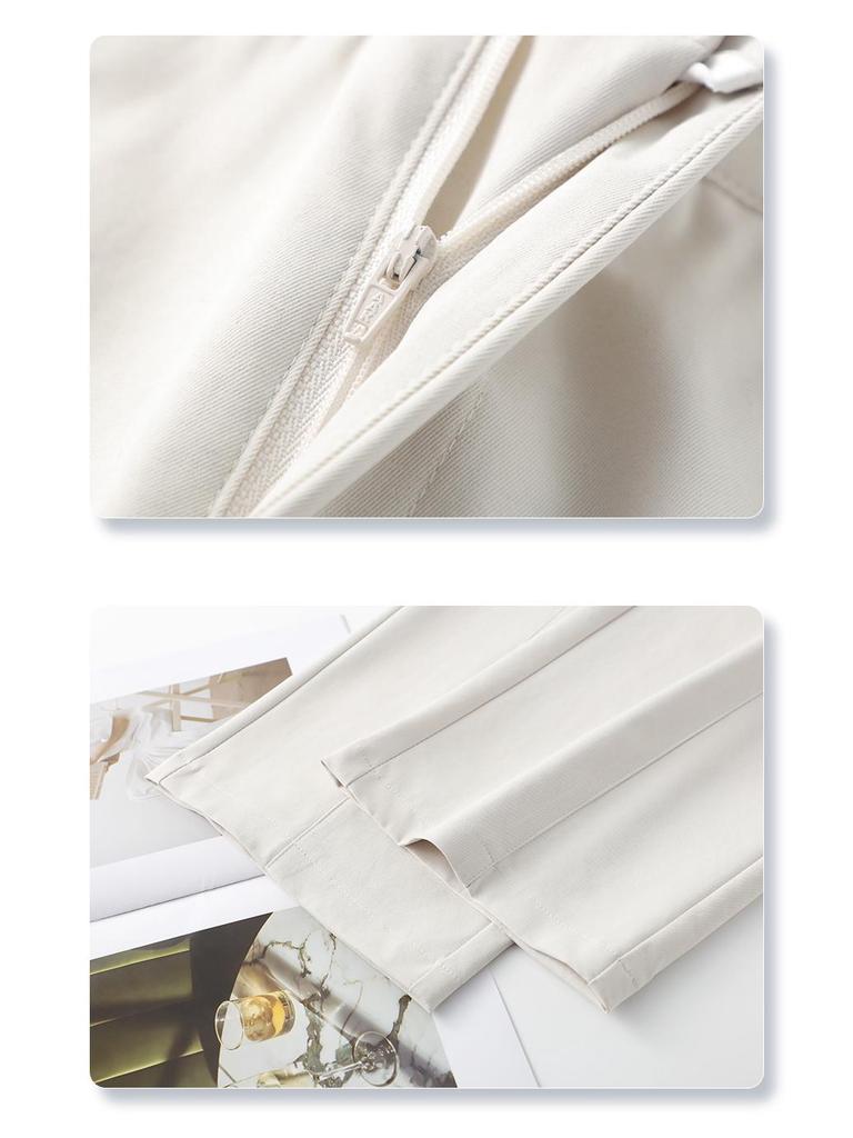 2025 Spring Women's Black Wide-Leg Pants: Loose, Slimming, Drapey, Casual, Straight-Leg Trousers for Spring and Autumn.