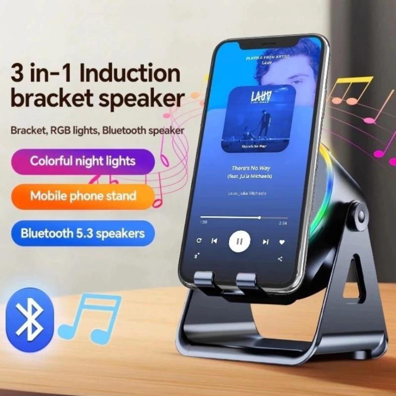 Bluetooth Wireless Induction Speaker Phone Holder Rgb & Rotating 360° With Power Bank