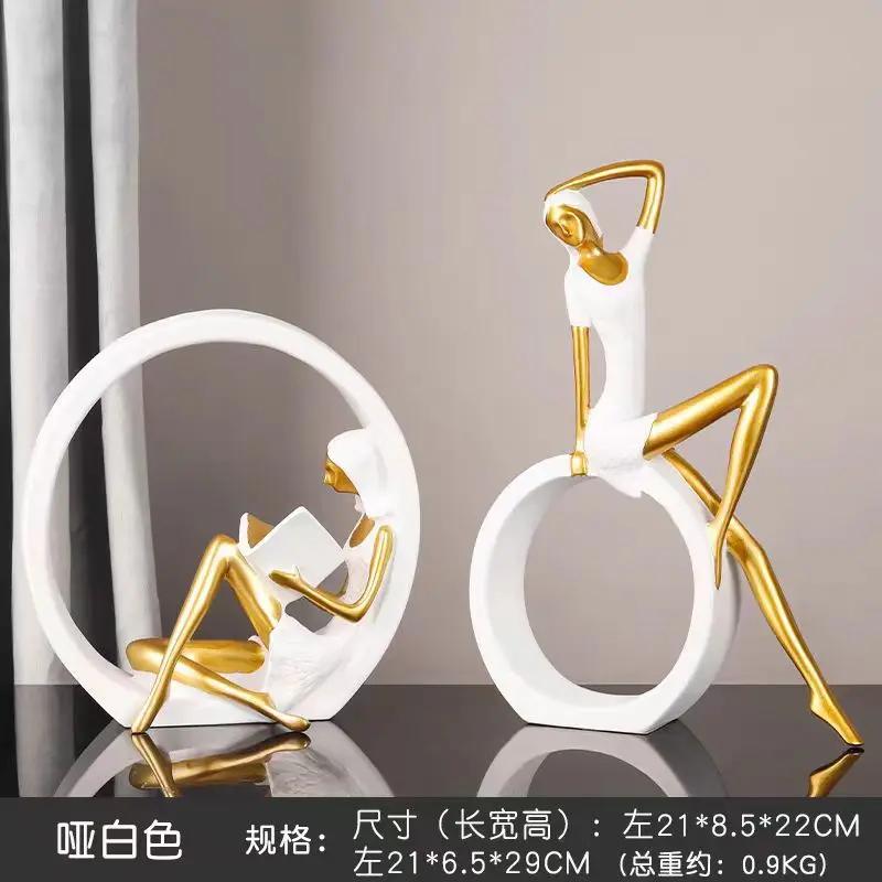 

Luxury Abstract OK Girl Figurine, Modern Creative Display for TV Cabinet, Living Room, Office, and Home Bar