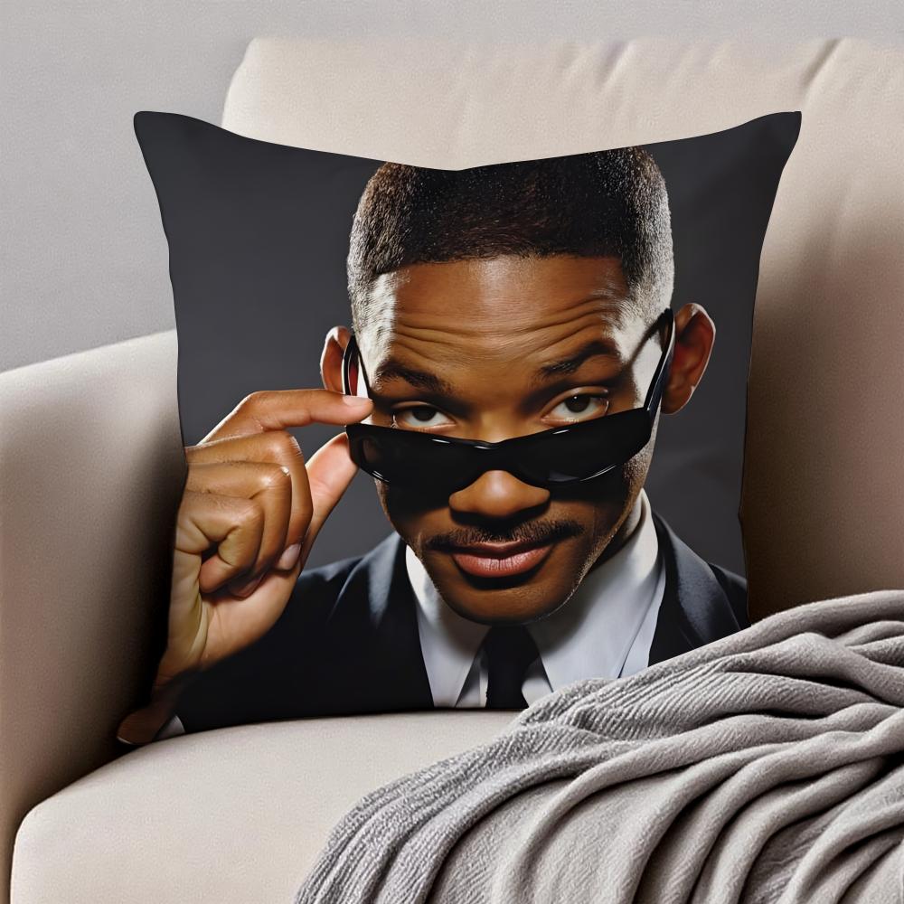 WWill SSmith meme Cushion Cover Pillowcase Antidustmite Invisible Zipper Short Plush Sofa Cushion