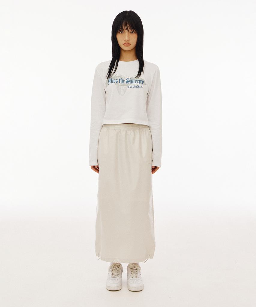 1993STUDIO Glossy String Long Skirt_Cream