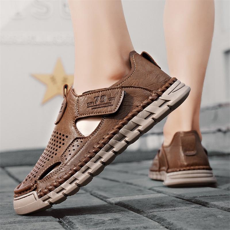 Sandale de piele pentru bărbați, pantofi casual de vară, mărimi mari