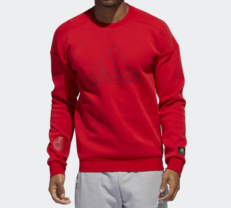 Adidas Sweatshirts Men's Light Scarlet Crew Neck Moderate Regular FU6221