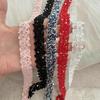 1.5cm Wide Black, White & Pink Hollow Lace Trim with Light Luxury Sequins - DIY Ribbon for Fragrance Style Crafts