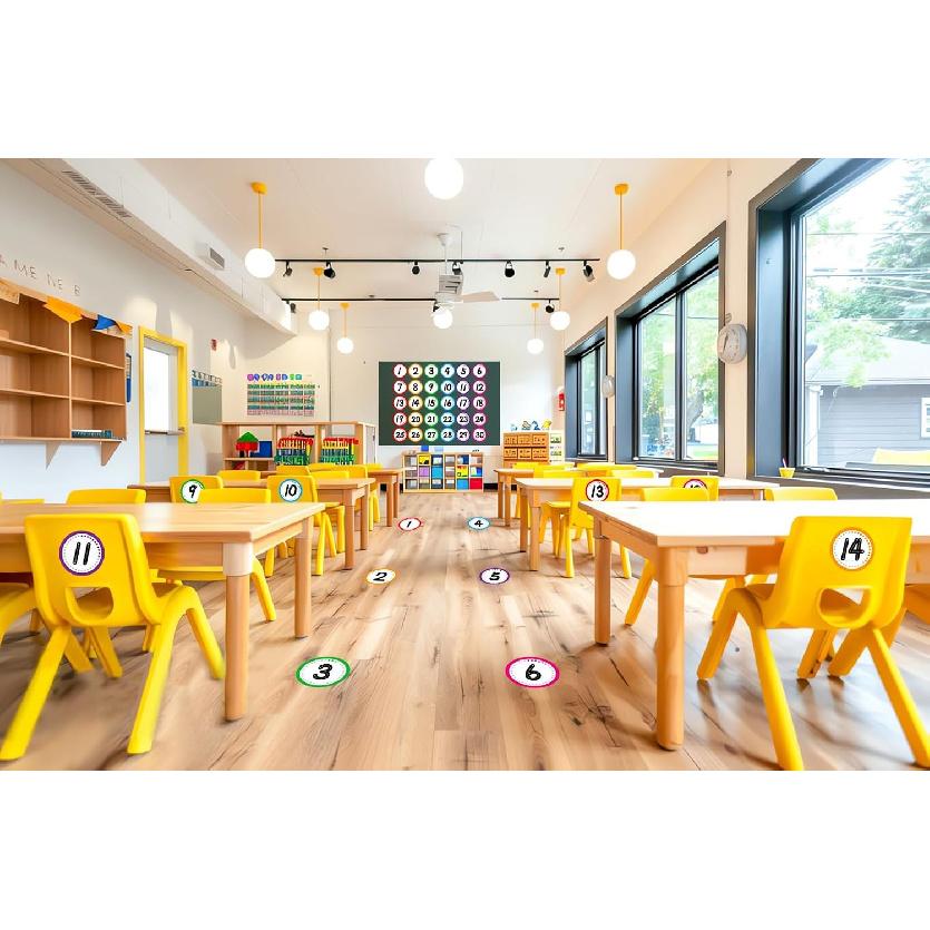 SICOHOME Line Up Spots for Classroom Floor Stickers - 36pcs Vinyl Line Up Dots 4" Removable Number Stickers for Classroom Decorations Kindergarten