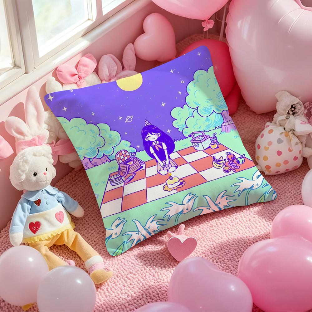 Game Anime O-Omori Cushion Cover Pattern Printed Pillowcase for Living Room Sofa Cushion Cover & Bedroom Decor