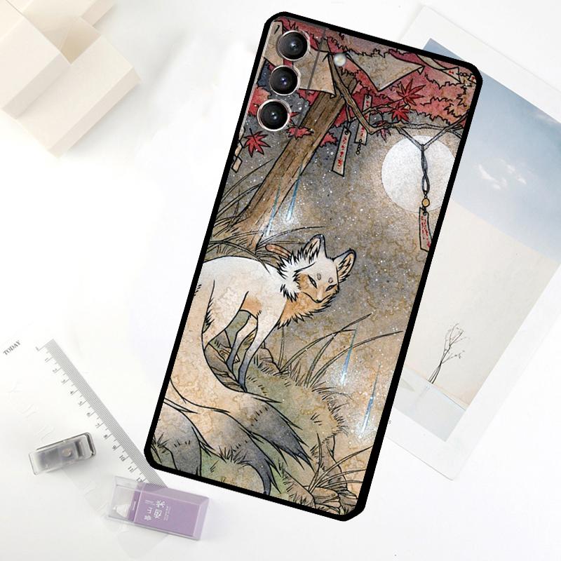 Kitsune Fox Art Phone Case For Samsung Galaxy S20 FE S21 S22 S23 S24 S25 S26 Ultra S10 S25 Plus S25 FE Cover