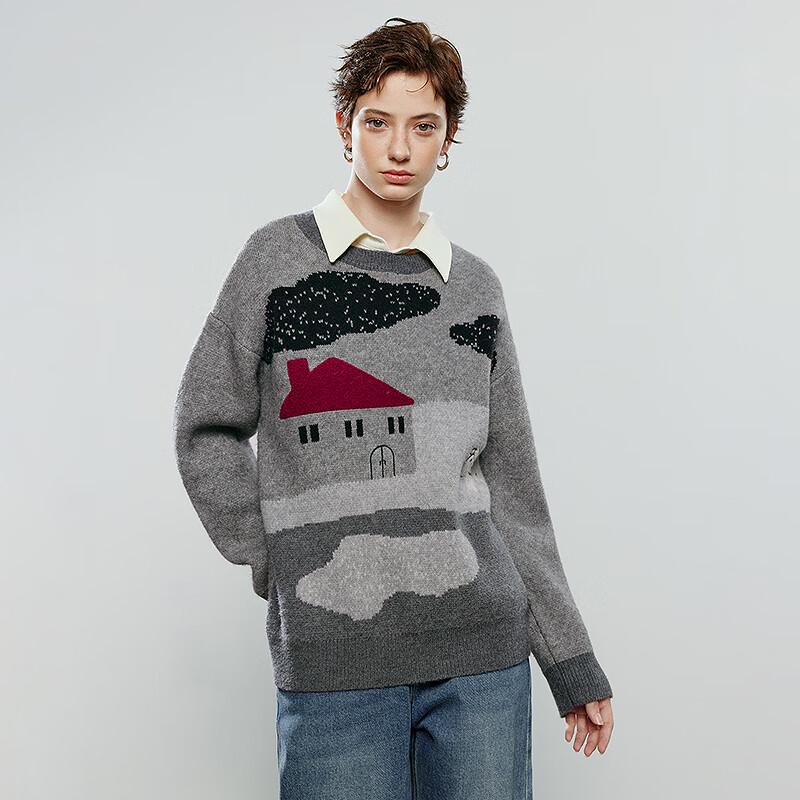 Chuyu Women's Cartoon Jacquard Loose-Fit Sweater