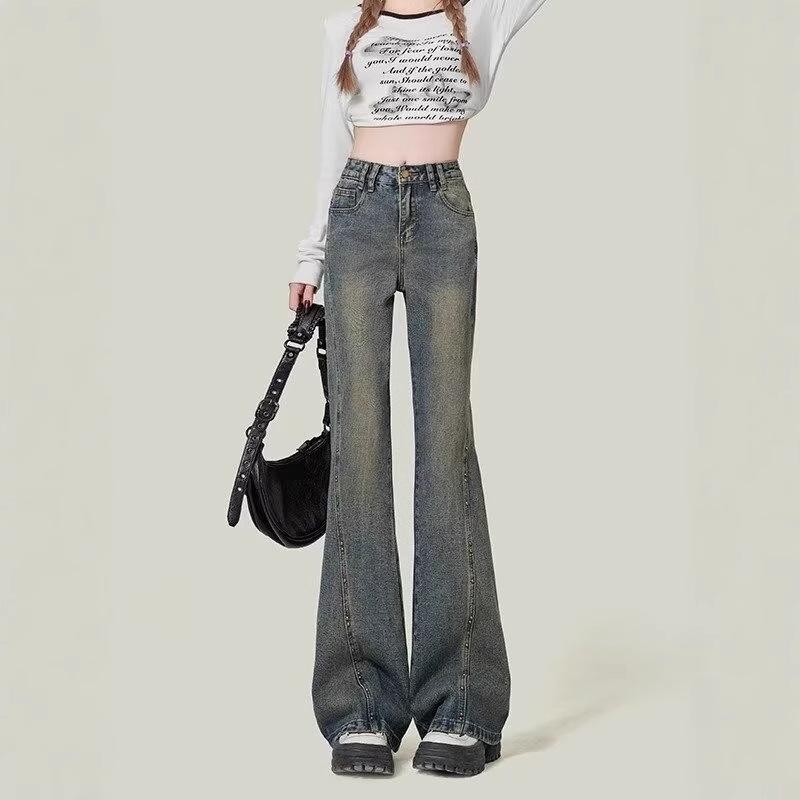 

2025 American Spring High-Waist Slimming Petite Horseshoe Flare Jeans for Women S