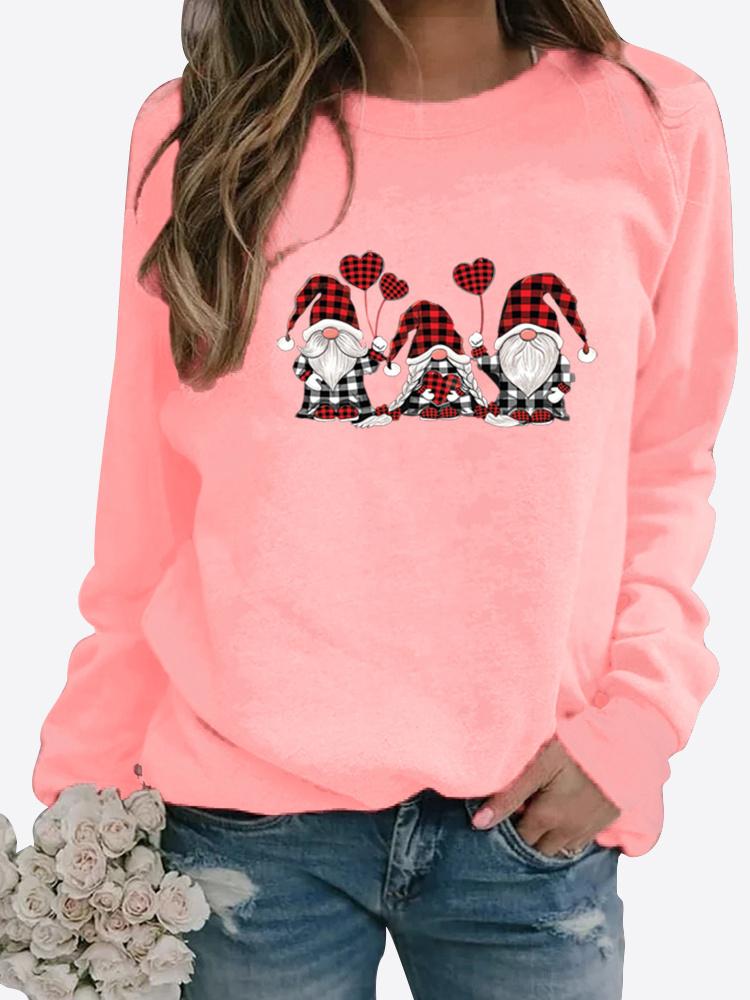 Autumn and Winter Women's Christmas Theme Printing Sweater Round Neck Long Sleeve Casual Sweatshirt Plus Size Top