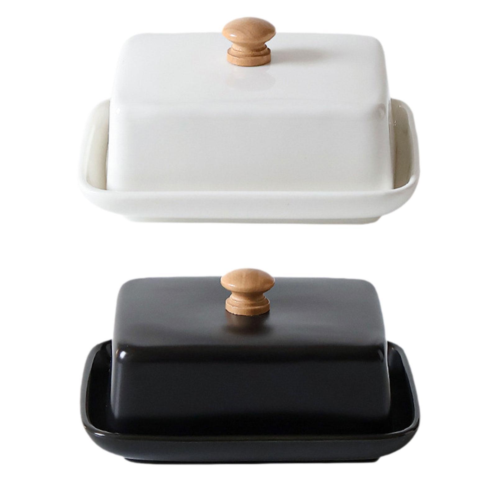 Ceramic Butter Dish with Cover Large Practical European Butter Storage Keeper for Kitchen Bar Household Cake Shop Counter bianco
