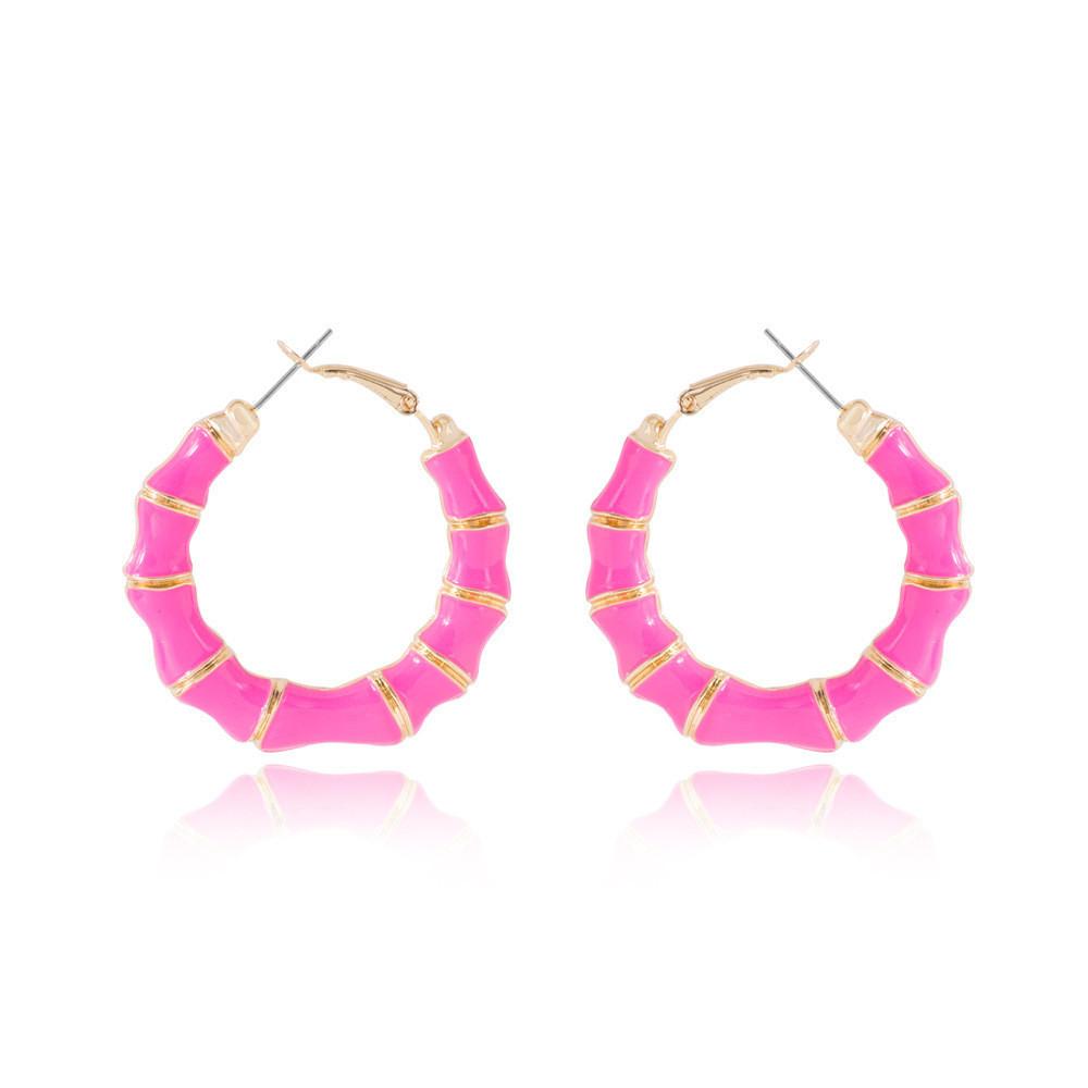 Fashionable Pink Statement Earrings For Women Modern Geometric Jewelry Alloy