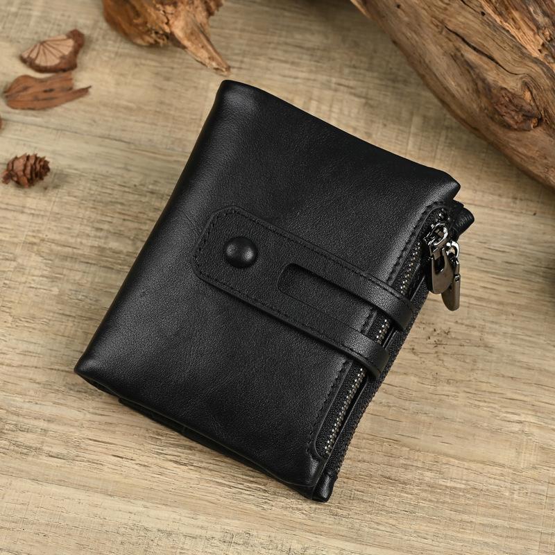 

Men s Wallet Leather Wallet Casual Fashion Double Zipper Multi-Card Retro Clutch Bag Change Bag Men s чорний