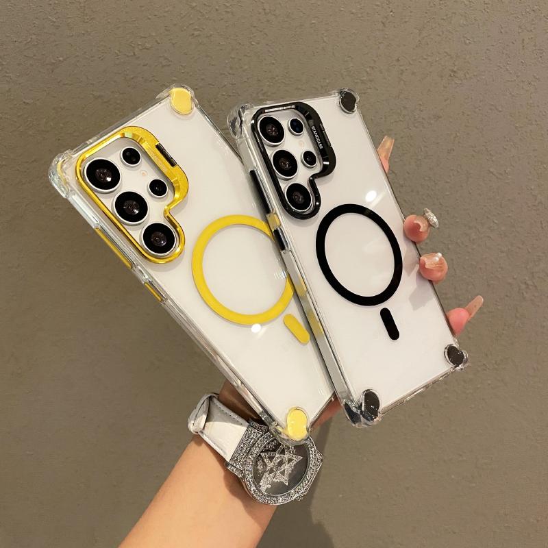 

Для Magsafe Магнітний Кронштейн для Об єктива Чотирикутна Протиударна Накладка Чохол для Телефону Для Samsung S25 Ultra S23 S24 Ultra Акрилова Задня Кришка Galaxy S23 Ultra фіолетовий