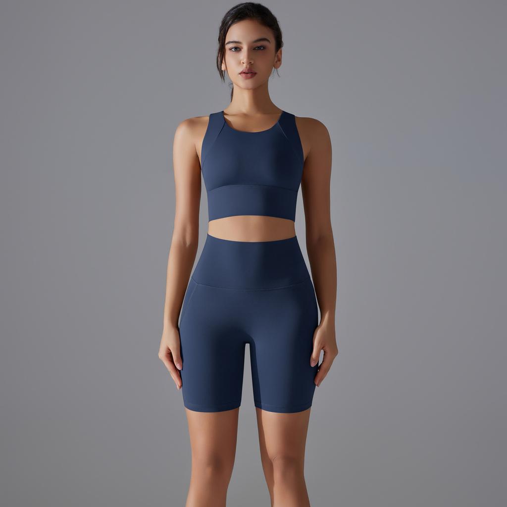 New High Waist And Beautiful Buttocks Antibacterial Yoga Suit, Nude Sports Fitness Set, Quick Drying Running Yoga Two-Piece Set For Women