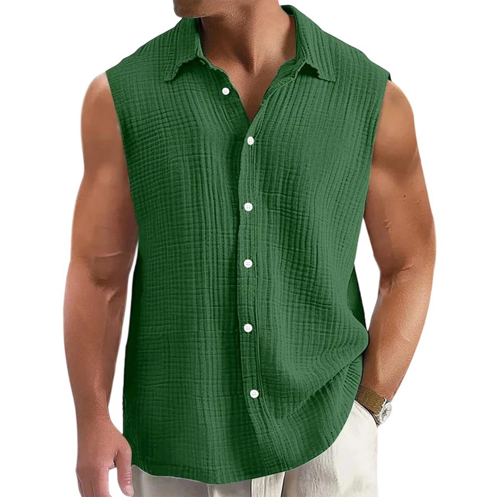 

Мужская свободная рубашка без рукавов с лацканами, модный и удобный топ XL