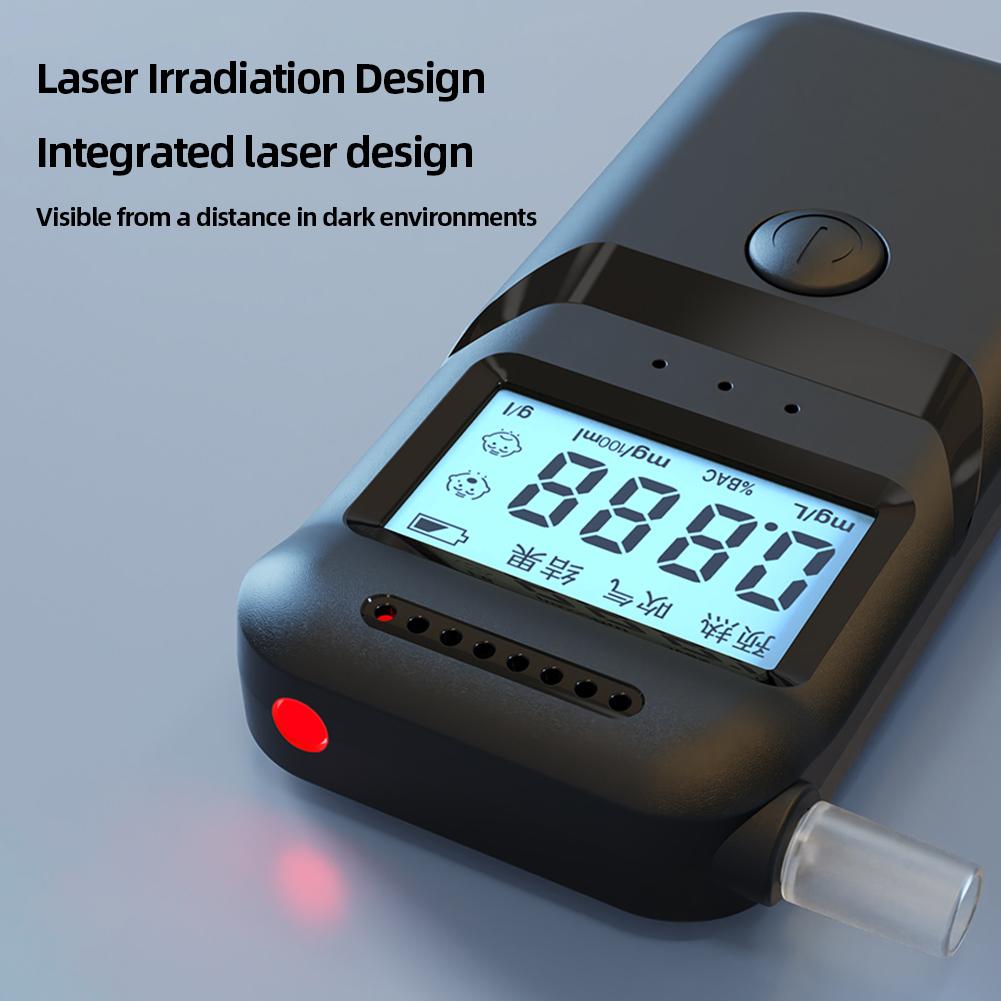 Digital Alcohol Breath Tester with 5 Mouthpieces LCD Display Portable Breathalyzer Alcoholometer for Personal & Professional Use