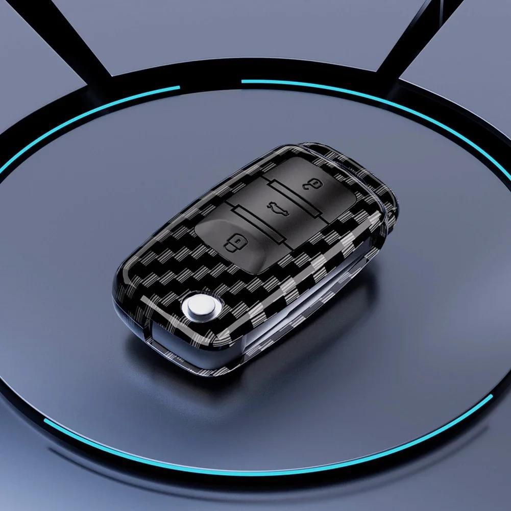 

Для VW Volkswagen Polo Golf Passat Tiguan Skoda Octavia Seat Leon Altea Автомобильный чехол-футляр для ключа с рисунком под карбон