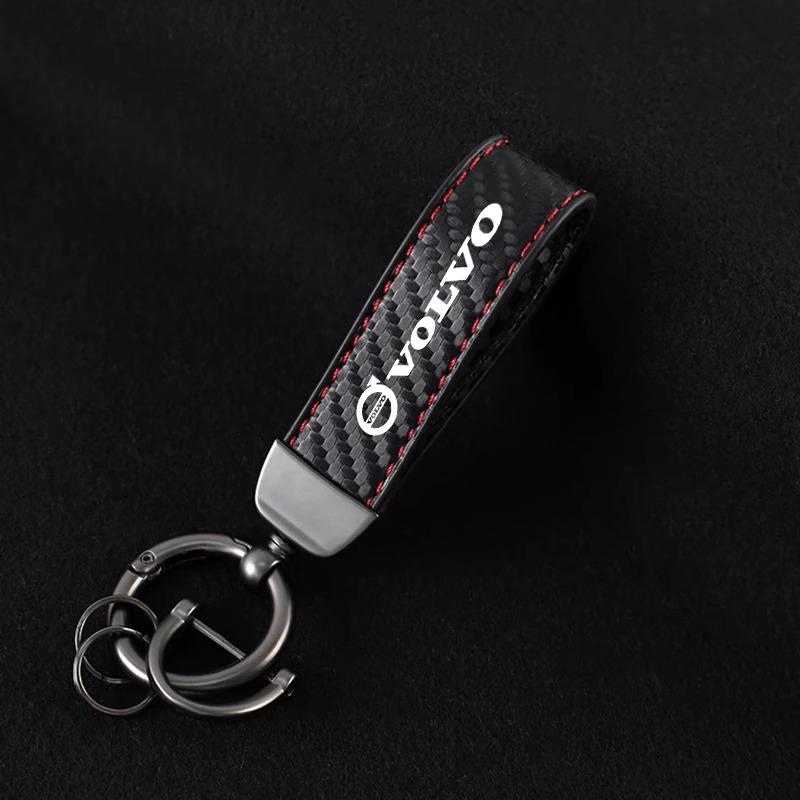 Car Carbon Fiber Microfiber Leather Key Chain Style Keychain For Volvo Xc60 Xc90 V40 V60 S60 V50 V90 S80 C40 XC40 V70 XC70 C30