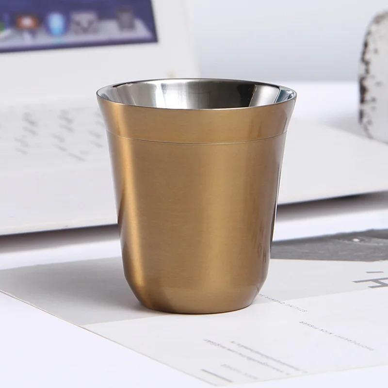 1PCS Customizable logo Espresso Mugs 80/160ML Coffee Cups Insulated Double Wall Heat-insulating Safe Small Capacity Drink Cups 80ml золотой