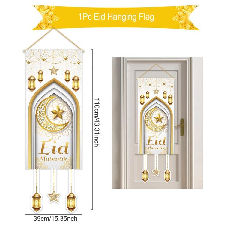 Eid Mubarak Dekobanner 2026 Kareem Ramadan Deko für Zuhause Ramadan Mubarak Hängende Flagge Islamische Muslimische Party Deko Eid Al Adha