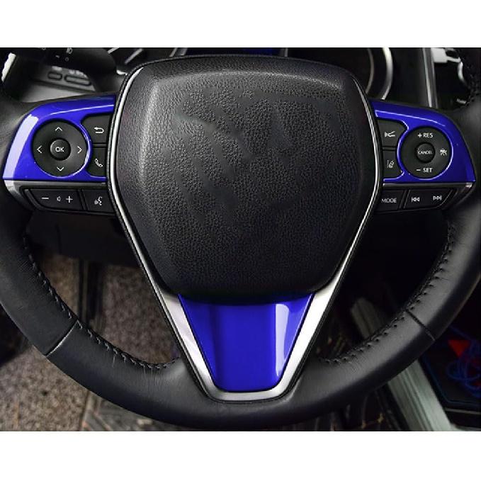 XITER 3PCS ABS Sport Style Blue Steering Wheel Cover Molding Cover Trims Interior Decaration Sticker Accessories for Toyota Camry 2018 2019 2020 2021