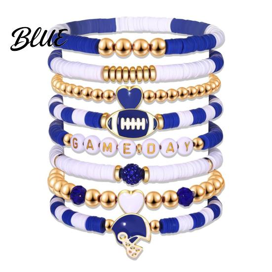 Football Party Accessory Game Day Bracelets Stackable Sports Charm Elasticated